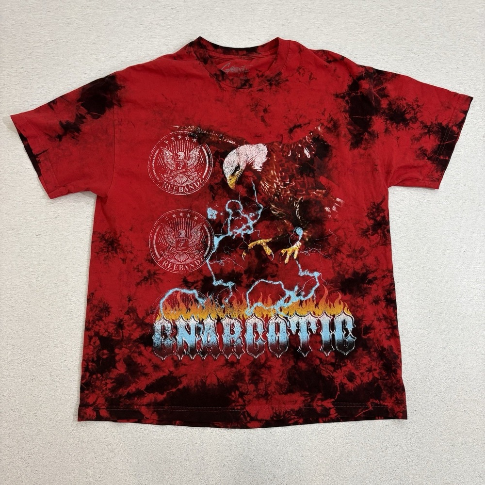 Gnarcotic Gang Red Tie-Dye Bald Eagle Lightning Shirt Mens Large Skater